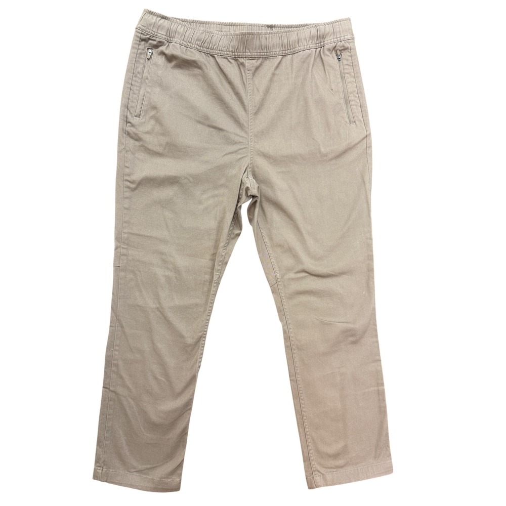 Eddie Bauer Pull On Pants Women 16 Tan Khaki Stretch Hiking Casual Utility